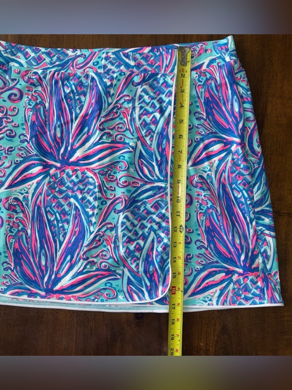 EUC! Lulu-B Vibrant pineapple print Skort in Aqua, Blue & Pink sz XL - Picture 5 of 6
